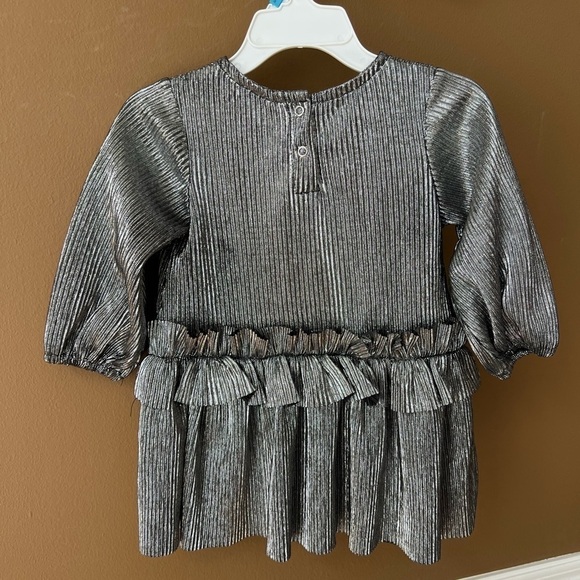 Habitual Baby Girls Silver Long Sleeve Party Dress w/ Matching diaper Cover - Picture 4 of 6